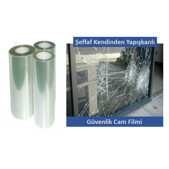 Kendinden Yapışkanlı Şeffaf Cam Koruma Güvenlik Cam Filmi 70 cm 2 m - 3