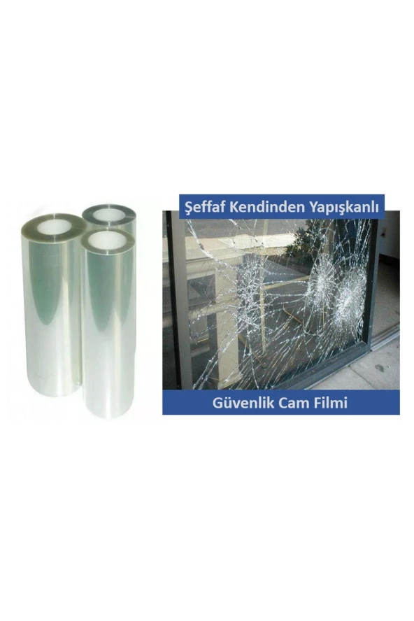 Kendinden Yapışkanlı Şeffaf Cam Koruma Güvenlik Cam Filmi 50 Cm 3 Metre