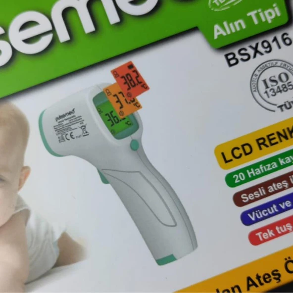 Pulsemed Renkli Ekran Temassız Kızılötesi Ateş Ölçer BSX916 - 2