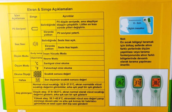 Pulsemed Renkli Ekran Temassız Kızılötesi Ateş Ölçer BSX916 - 7