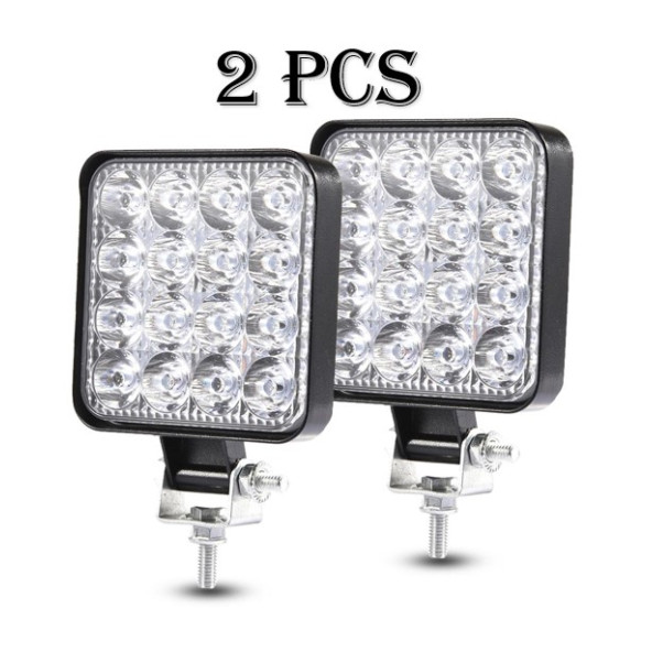 Off Road Beyaz Işık Sis Farı Lambası 2'li Paket 16 Led Kare 12-24v 48 Watt - 3