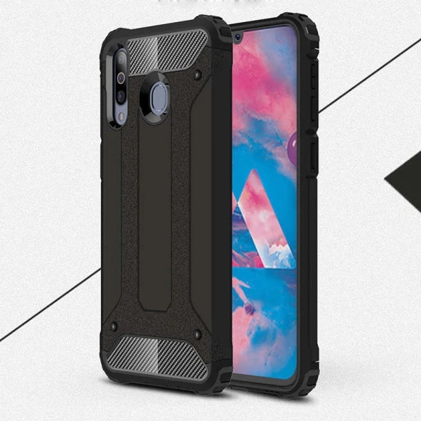 Samsung Galaxy M30 Kılıf Armor Köşe Korumalı Çift Katman Tank Zırh Kapak (CRASH)