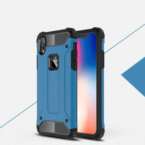 Apple  iPhone XR 6.1 Kılıf Armor Köşe Korumalı Çift Katman Tank Zırh Kapak (CRASH)