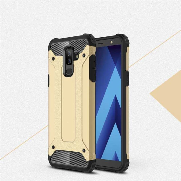 Samsung Galaxy A6 Plus 2018 Kılıf Armor Köşe Korumalı Çift Katman Tank Zırh Kapak (CRASH)