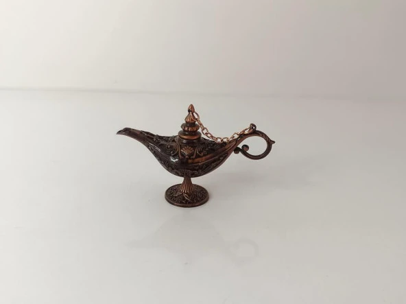 Alaaddin Sihirli Lamba Genie Lamp İbrik Biblo Dekorasyon Mini Boy Bakır Renk