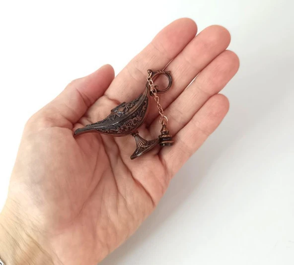 Alaaddin Sihirli Lamba Genie Lamp İbrik Biblo Dekorasyon Mini Boy Bakır Renk - 2
