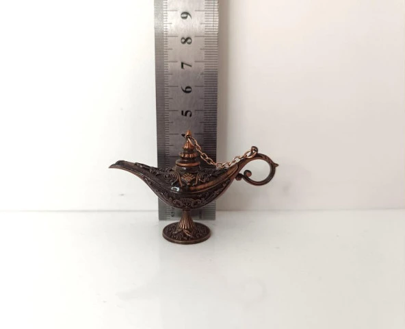 Alaaddin Sihirli Lamba Genie Lamp İbrik Biblo Dekorasyon Mini Boy Bakır Renk - 4