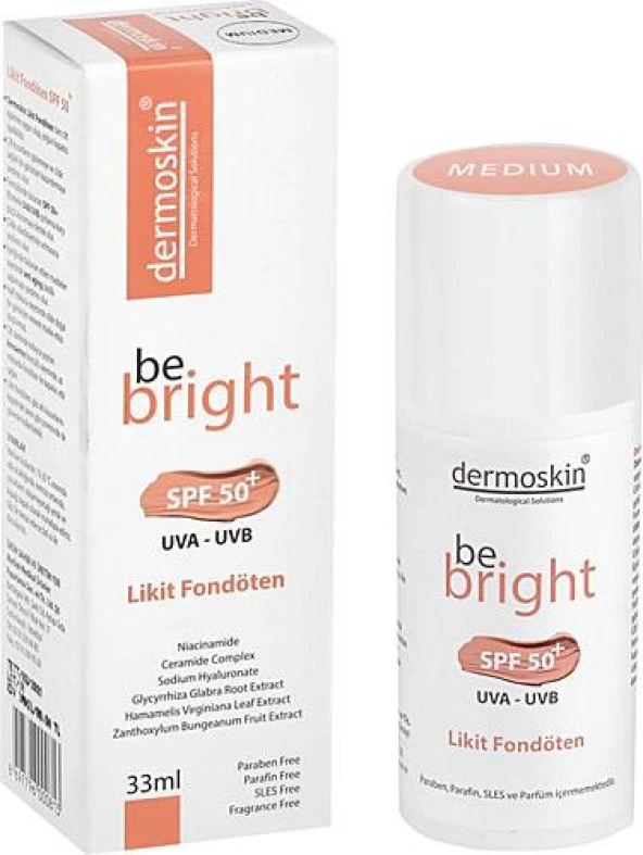 Dermoskin Be Bright Spf50+ Likit Fondöten 33 ml - Medium