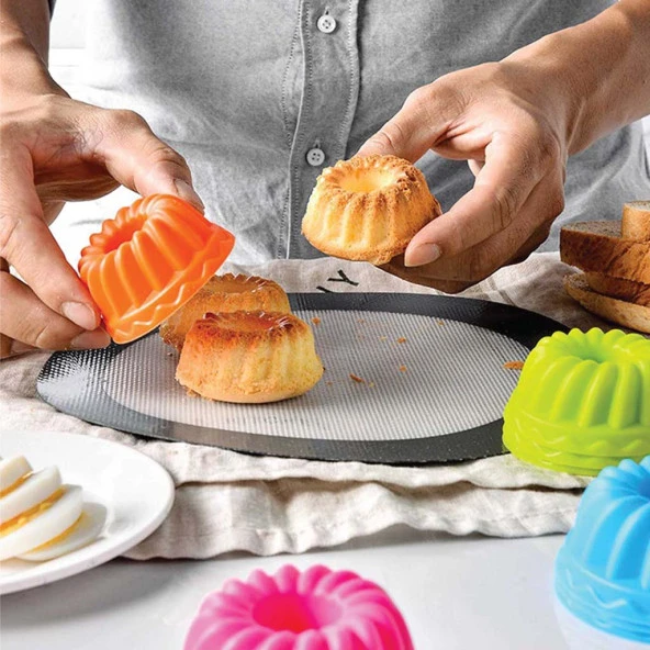 12 Adet Siyah Silikon Kek Kalıbı Muffin Kek Kalıbı - 3