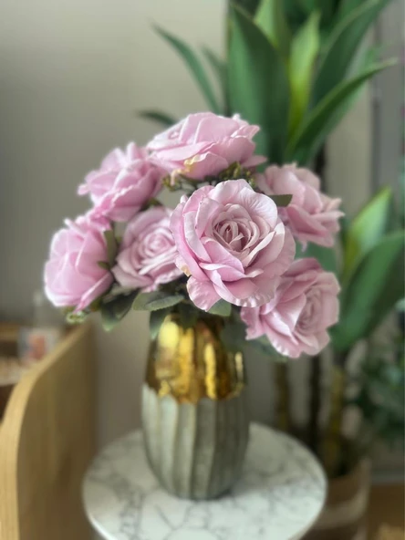 Nettenevime Yapay Çiçek 7li Gül Demeti 40*30cm 1.Kalite Büyükboy SOFT LİLA ürün görseli 1