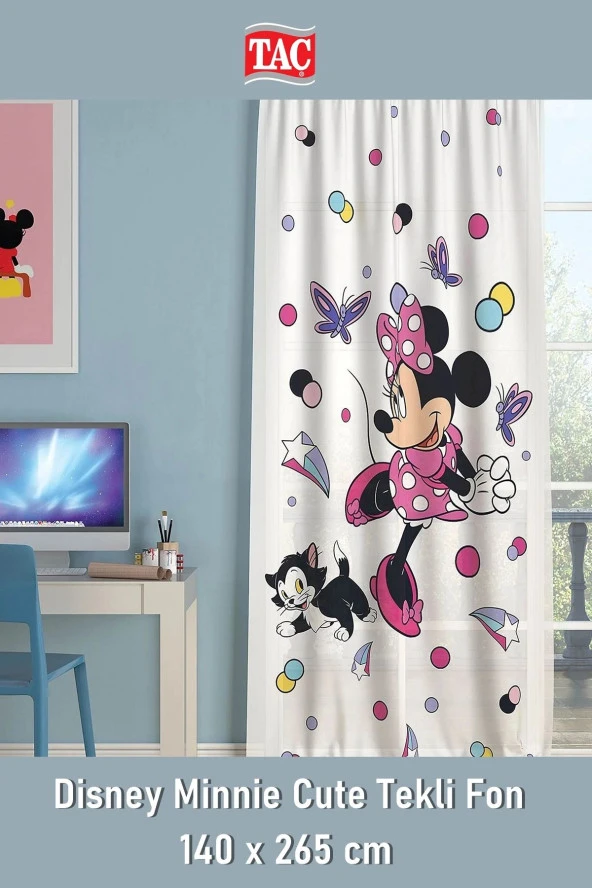 Taç Disney Minnie & Mickey Çocuk Odası Fon Perde - Tekli Kullanıma Hazır