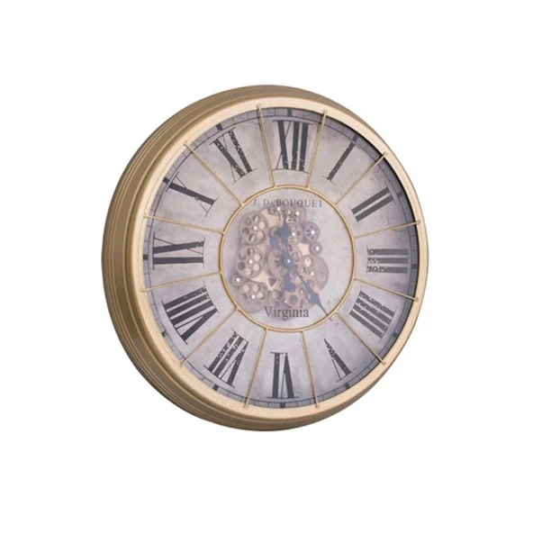 Duvar Saati Yuvarlak Altın Çarklı  4 - Resim 2