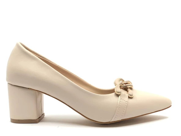 Feles Zincir Toka Detaylı Stiletto Kadın Topuklu Ayakkabı - 11