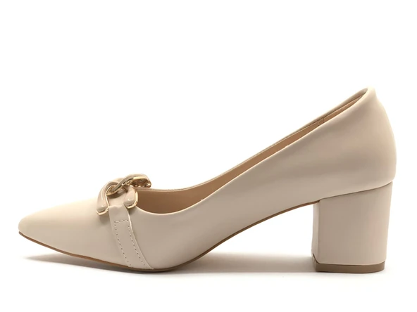 Feles Zincir Toka Detaylı Stiletto Kadın Topuklu Ayakkabı - 12