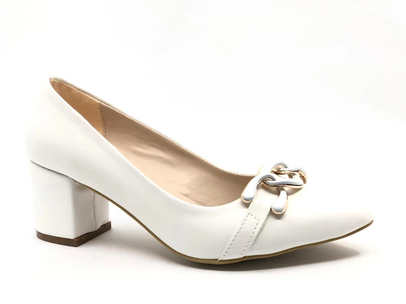 Feles Zincir Toka Detaylı Stiletto Kadın Topuklu Ayakkabı - 5