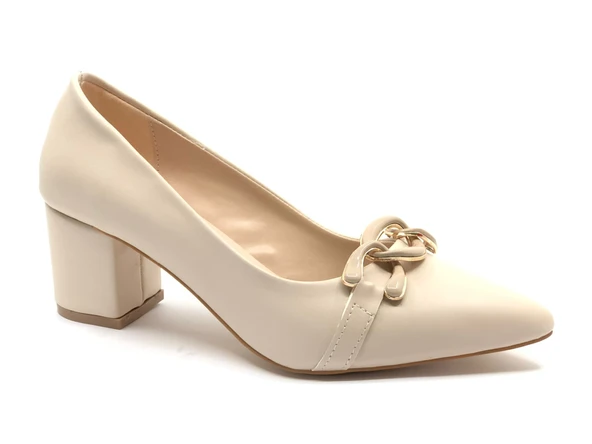 Feles Zincir Toka Detaylı Stiletto Kadın Topuklu Ayakkabı - 10