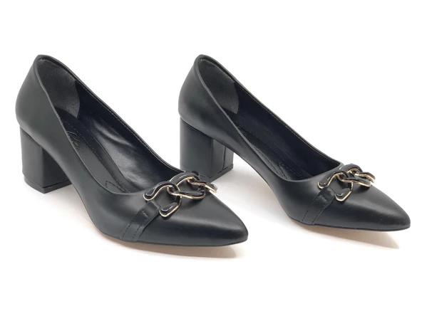 Feles Zincir Toka Detaylı Stiletto Kadın Topuklu Ayakkabı - 4