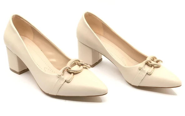 Feles Zincir Toka Detaylı Stiletto Kadın Topuklu Ayakkabı - 9