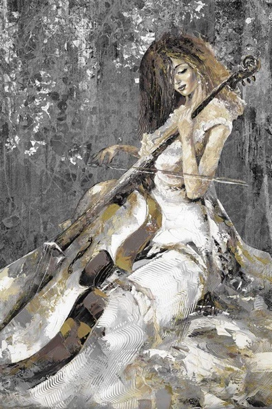 Çello Çalan Kadın - Kanvas Tablo ürün görseli