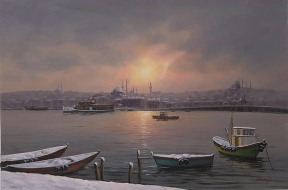 Karlı İstanbul Boğazı - Kanvas Tablo