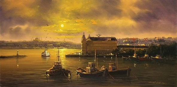 Haydarpaşa'da Gün Batarken - Kanvas Tablo ürün görseli
