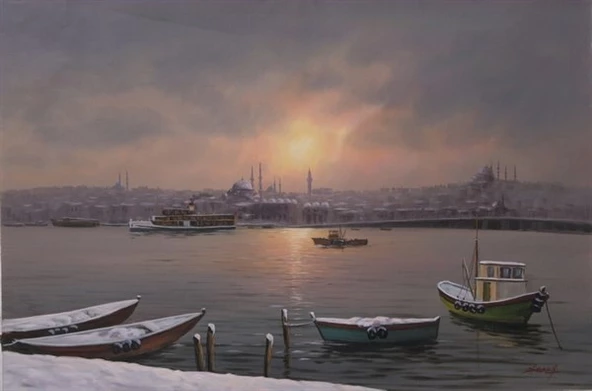 Karlı İstanbul Boğazı - Kanvas Tablo