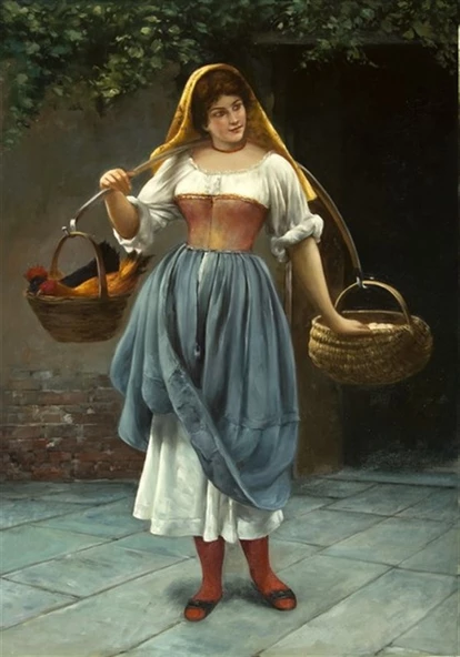 Yumurta Taşıyan Kadın - Kanvas Tablo ürün görseli