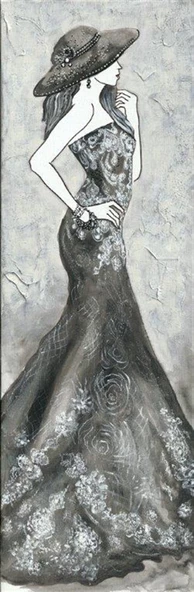 Siyah Elbiseli Kadın - Kanvas Tablo ürün görseli