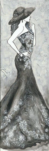 Siyah Elbiseli Kadın - Kanvas Tablo ürün görseli