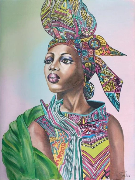 Yeşil Hırkalı Kadın - Kanvas Tablo ürün görseli