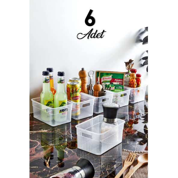 6 Adet Çok Amaçlı Çekmece Içi Düzenleyici Organizer Şeffaf - 2