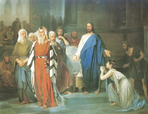 Jesus Y La Mujer Adultera - Kanvas Tablo ürün görseli