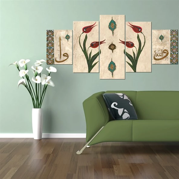 Kırmızı Laleler Parçalı Kanvas Tablo ürün görseli