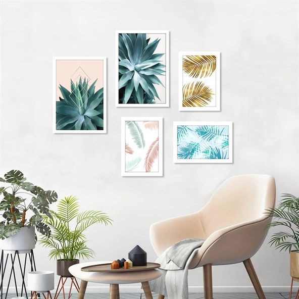 Colors And Leaves Çerçeveli Poster Seti ürün görseli