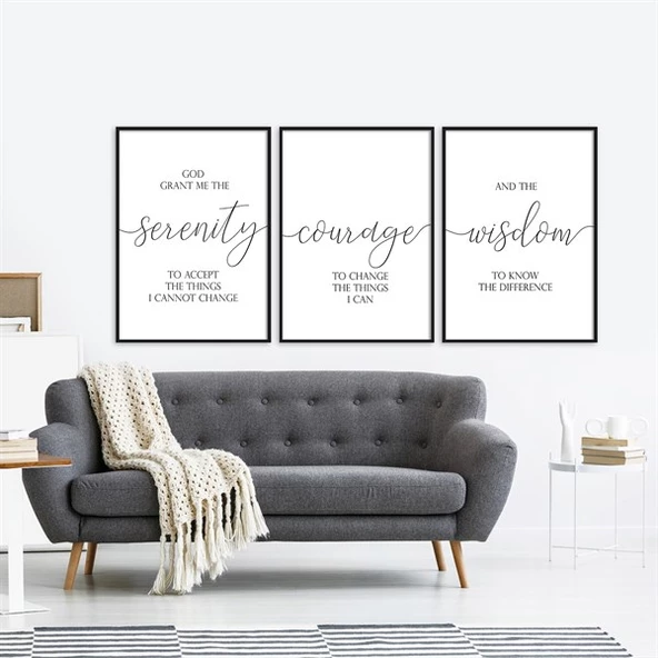 Serenity Courager Wisdom Çerçeveli Poster Seti