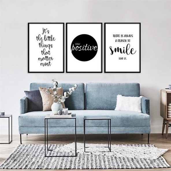 Stay Positive Çerçeveli Poster Seti ürün görseli