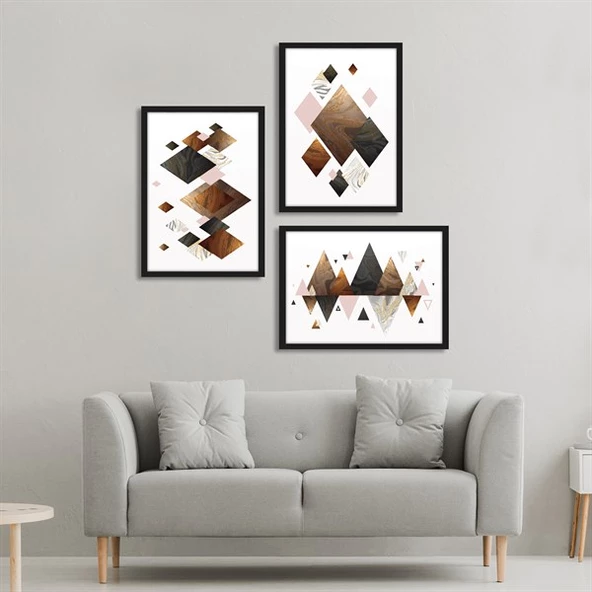 Brown Shapes Çerçeveli Poster Seti ürün görseli
