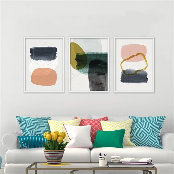 Abstract Rings Çerçeveli Poster Seti ürün görseli