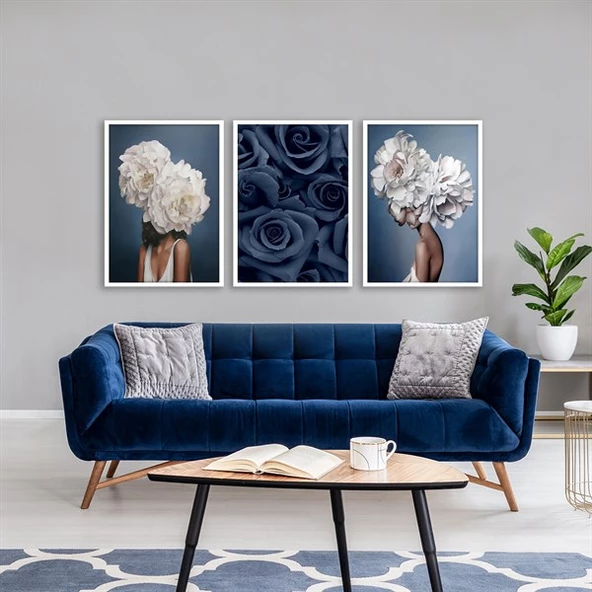 Blue Rose Çerçeveli Poster Seti ürün görseli 1