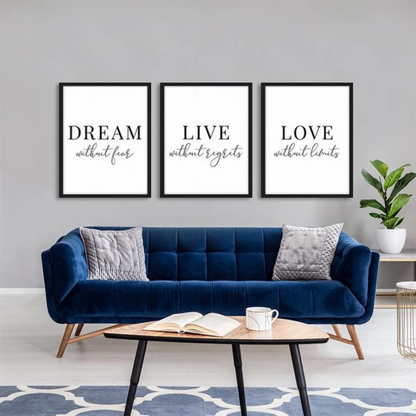 Dream Live Love Çerçeveli Poster Seti