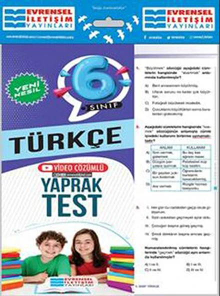 Evrensel İletişim 6.Sınıf Yeni Nesil Türkçe Yaprak Test