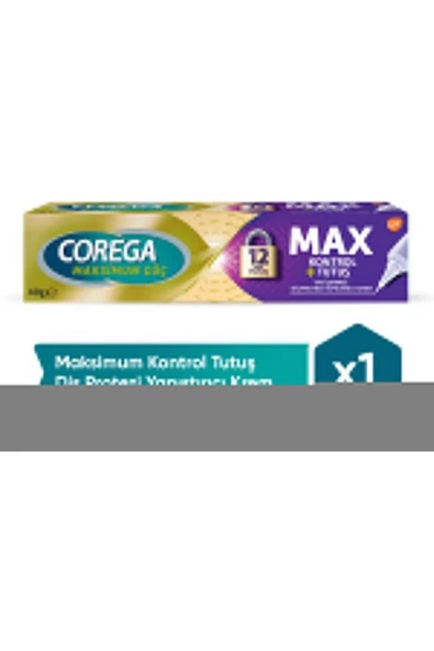 Corega Max Kontrol + Tutuş Tat İçermez Diş Protez Yapıştırıcı Krem 40 G