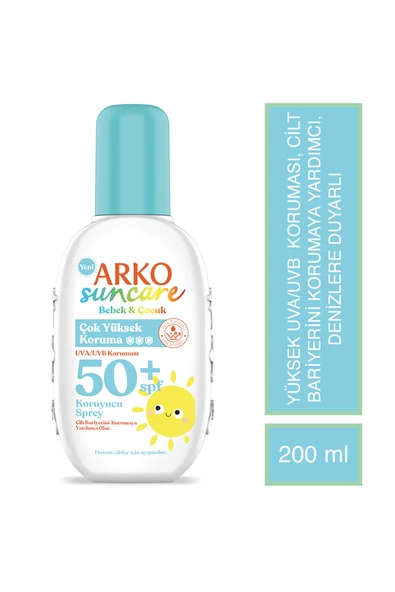 Arko Suncare Bebek ve Çocuklar İçin Çok Yüksek Koruma spf 50+ Koruyucu Sprey 200 ml