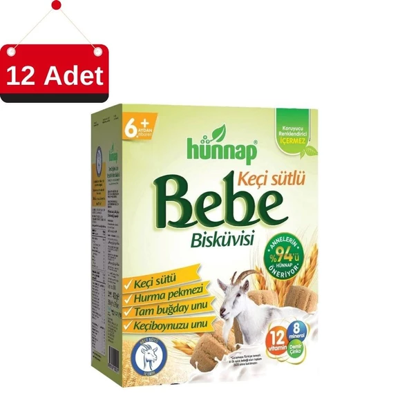 Hünnap Keçi Sütü Bebe Bisküvisi 400 Gr x 12 Adet