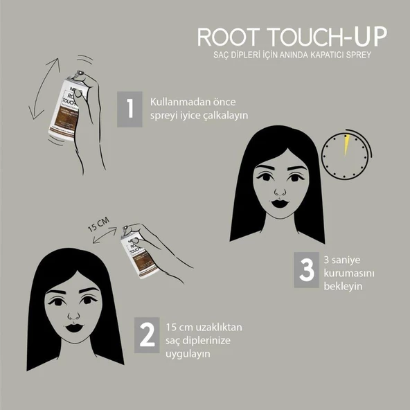 Neva Root Touch-Up Saç Dipleri İçin Anında Kapatıcı Sprey 75 ml - Koyu Kahverengi - Resim 2