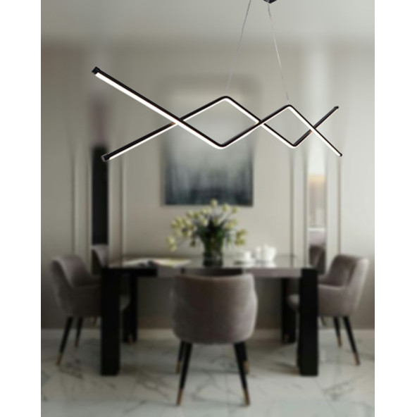 TT Aydınlatma TT039-SY  Zikzak Masa Üstü Modeli Siyah Led Avize - Resim 2