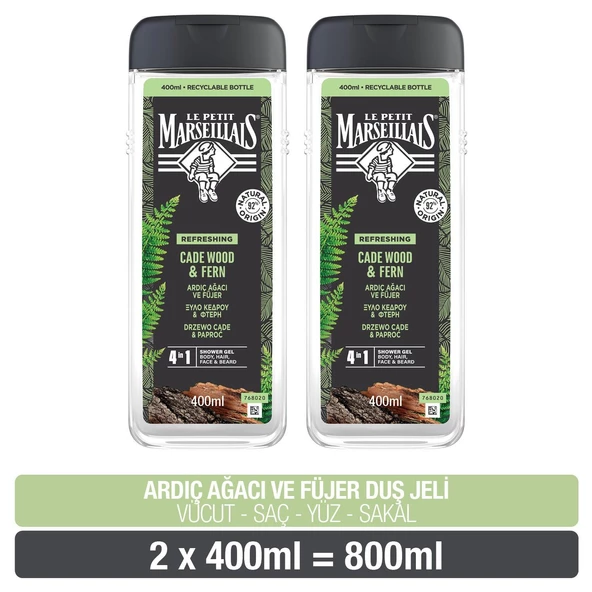 Le Petit Marseillais Refreshing Ardıç Ağacı ve Fujer Duş Jeli 400 Ml 2 Li Avantajlı Paket