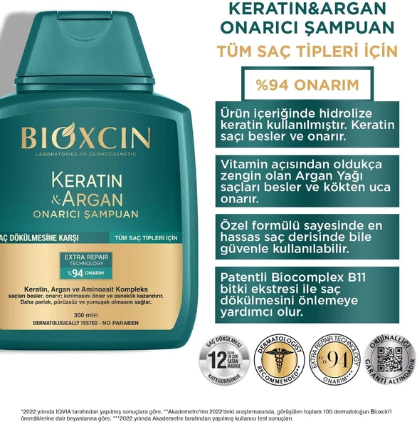 Bioxcin Keratin & Argan Onarıcı Şampuan 300 Ml - 2