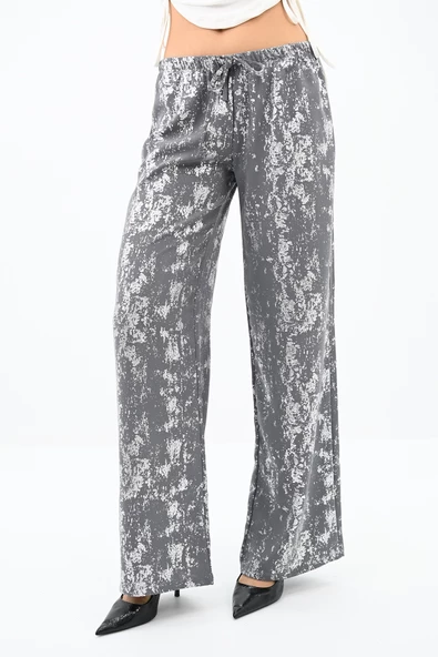 Kadın Varak Baskılı Palazzo Pantolon 6272-24 - 7