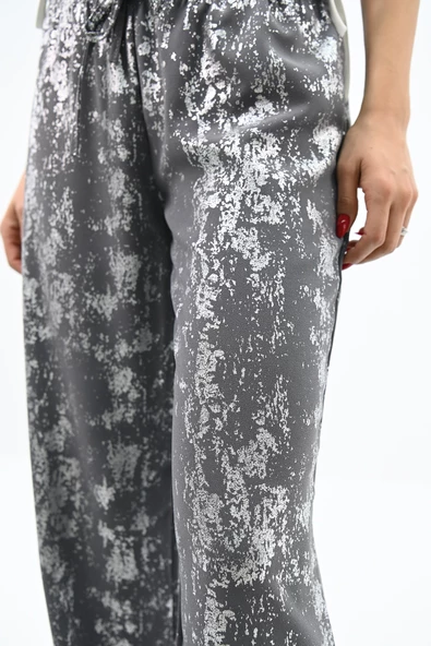 Kadın Varak Baskılı Palazzo Pantolon 6272-24 - 9